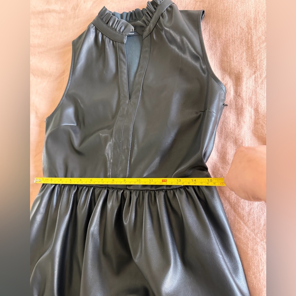 Fate Black Faux Leather Sleeveless Ruffle Dress - Picture 10 of 10
